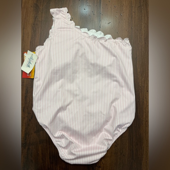 Be Elizabeth James & Lottie Scalloped Swimsuit Pink Stripe 14 Modest Southern - Picture 2 of 9